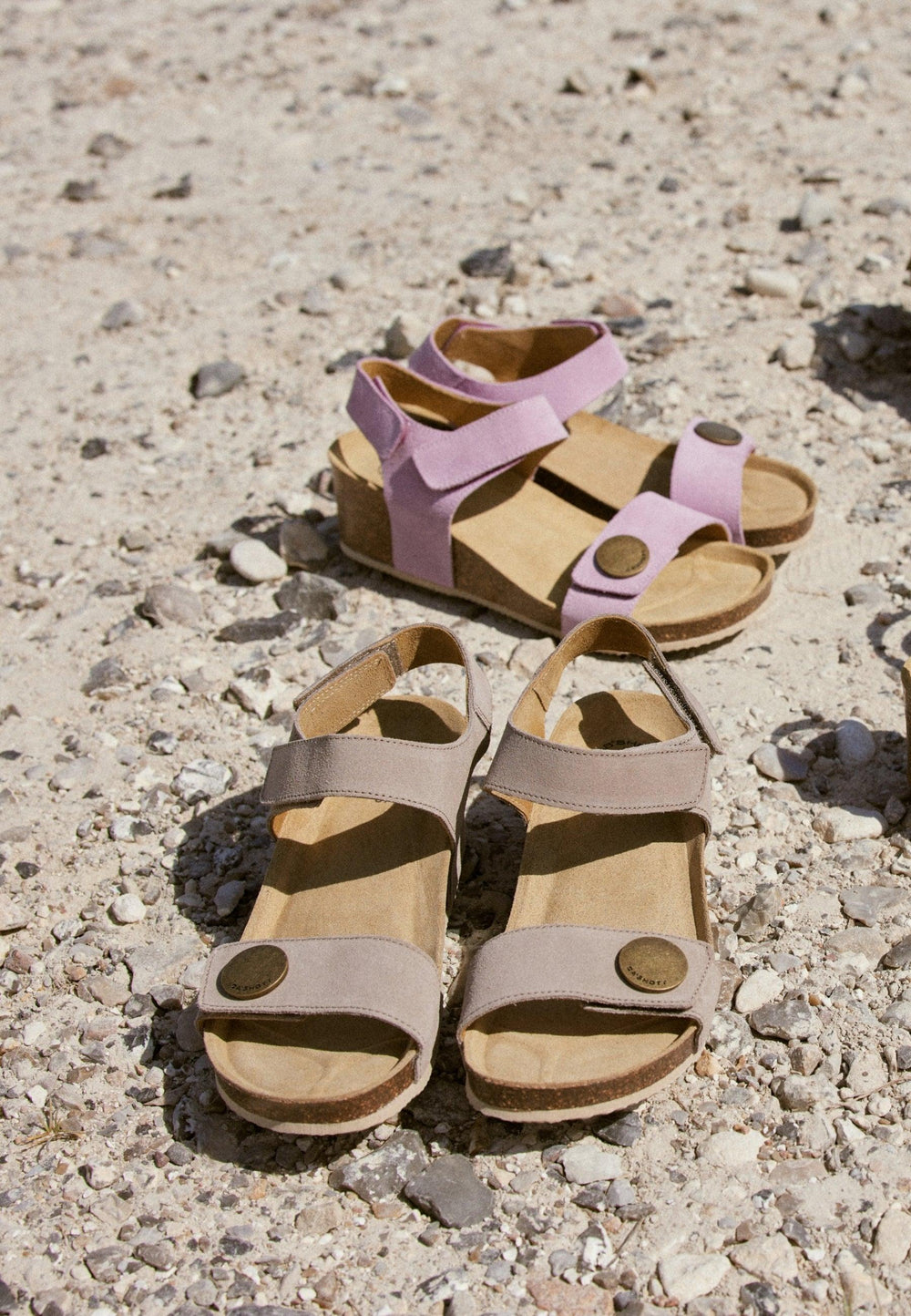 CASHOTT CASMETTE Velcro Sandal Suede Velcro Taupe