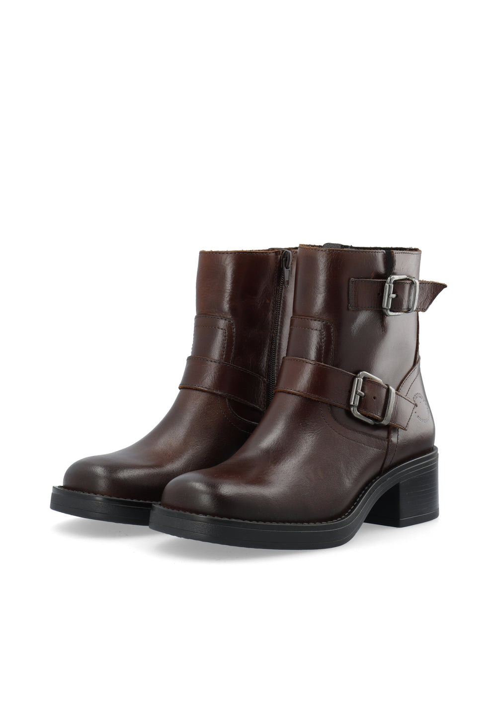 CASHOTT CASRIKKE Biker Boot W. Inside Zip Pull Up Leather Biker Coffee
