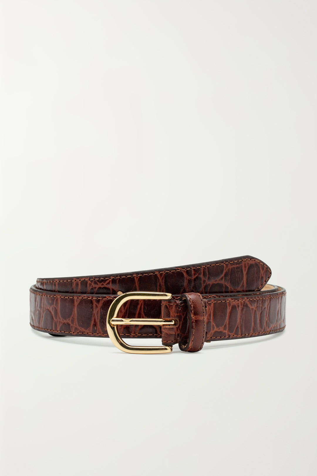 CASHOTT CASVERA Croco Belt Leather Belt Dark Brown