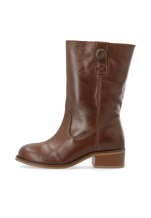 CASHOTT CASVILMA MID CUT BOOT - Stone Leather *Pull On Cognac