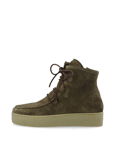 CASHOTT CASCAMILLA Warm Lining Oil Suede Lace Up Olive
