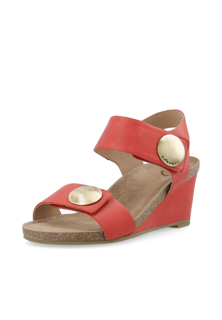 CASHOTT CASALBERTA Velcro Button Sandal Leather Velcro Red