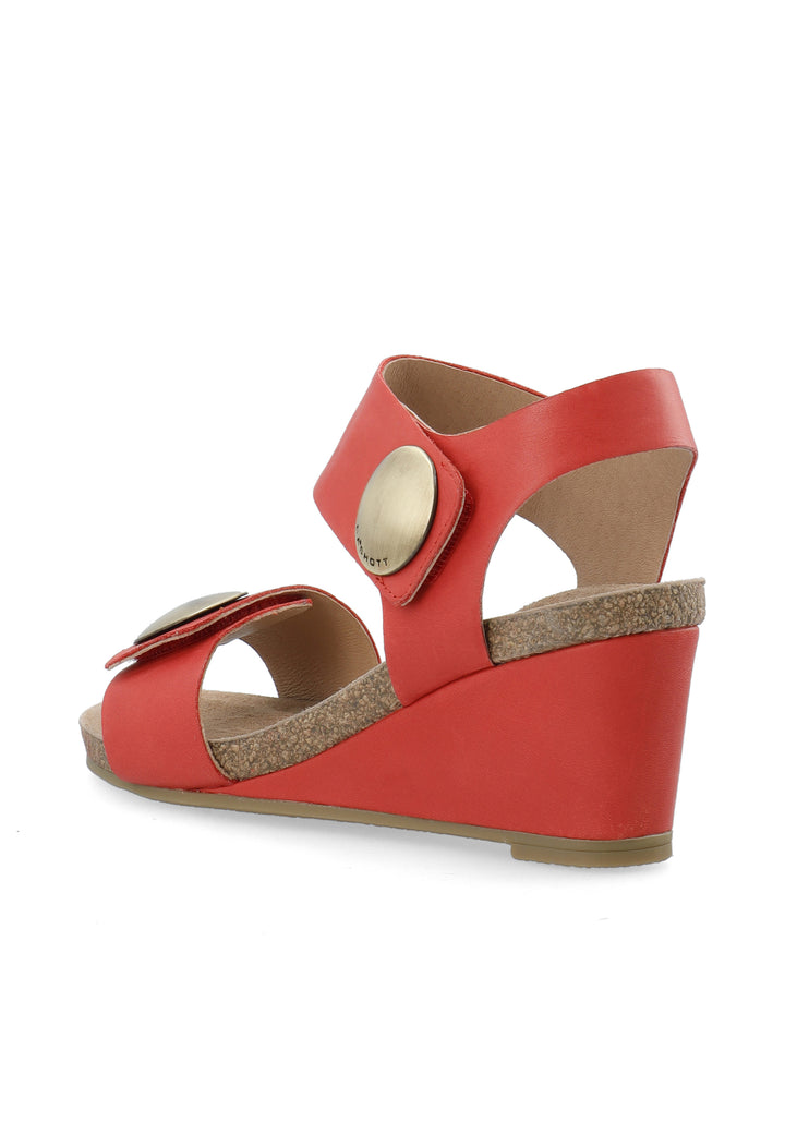 CASHOTT CASALBERTA Velcro Button Sandal Leather Velcro Red