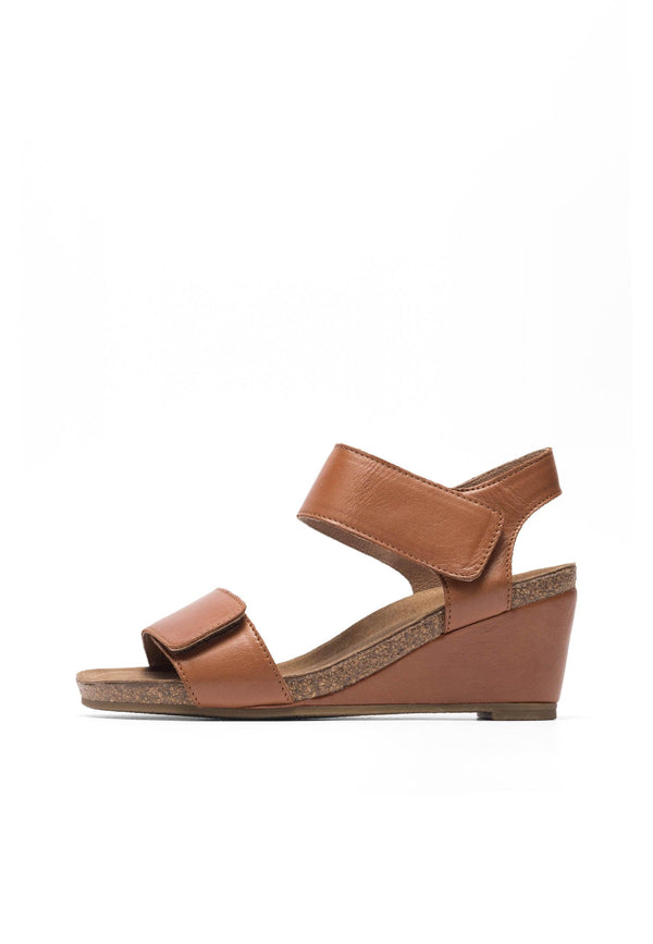 CASHOTT CASALBERTA Velcro Sandal Leather Velcro Cognac