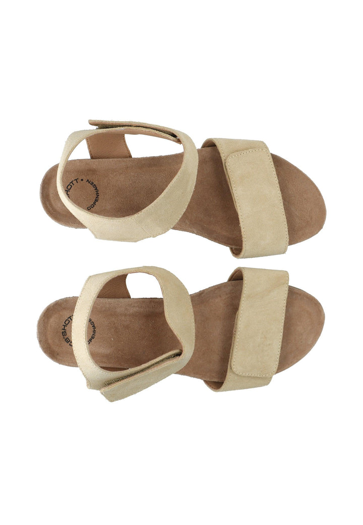 CASHOTT CASALBERTA Velcro Sandal Suede Velcro Beige