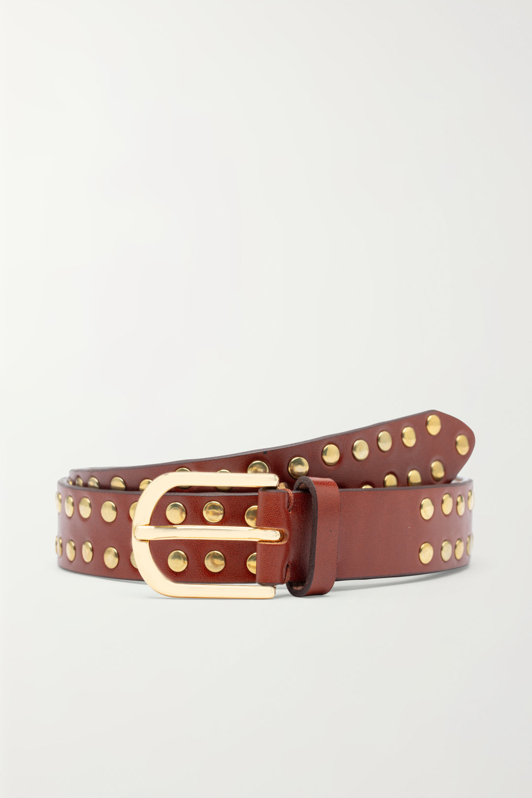 CASHOTT CASANA Studded Belt Leather Belt Rusty Cognac