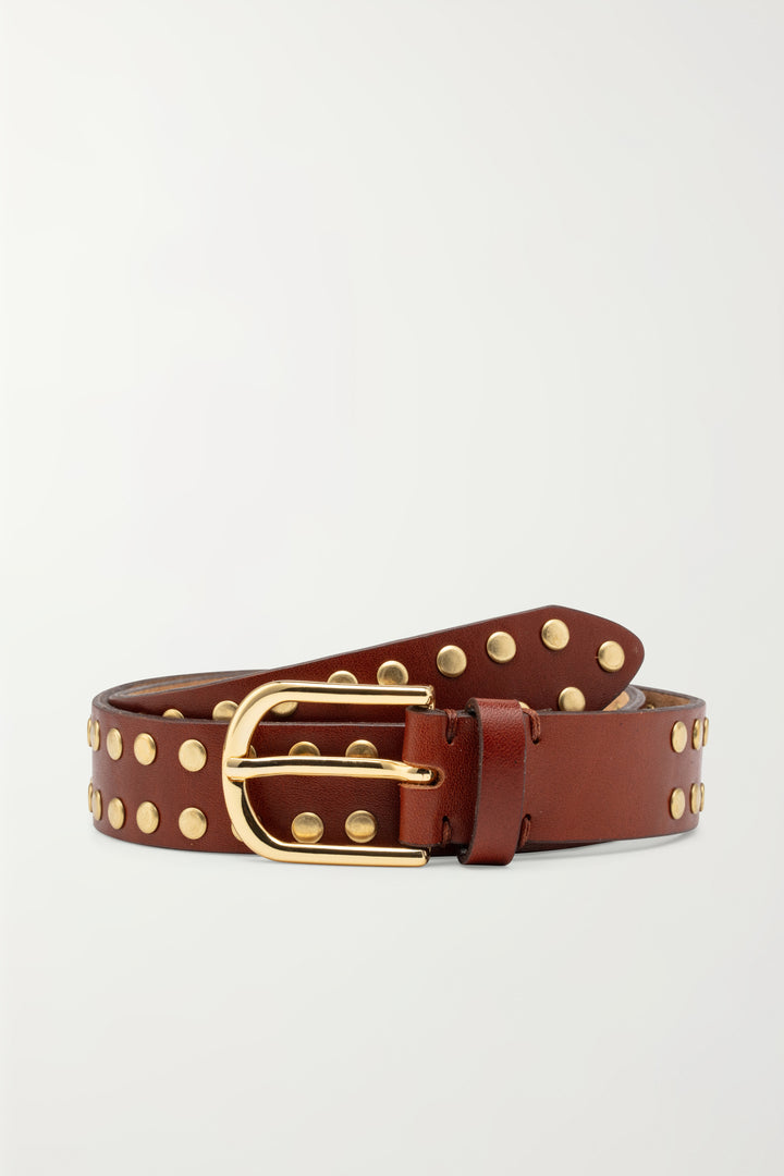 CASHOTT CASANA Studded Belt Leather Belt Rusty Cognac