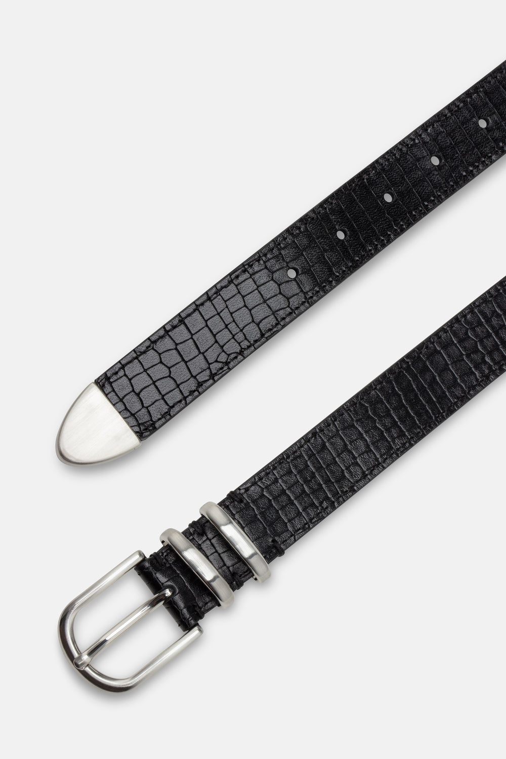 CASHOTT CASANDREA Croco Belt Leather Belt Black