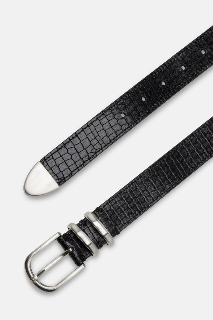 CASHOTT CASANDREA Croco Belt Leather Belt Black