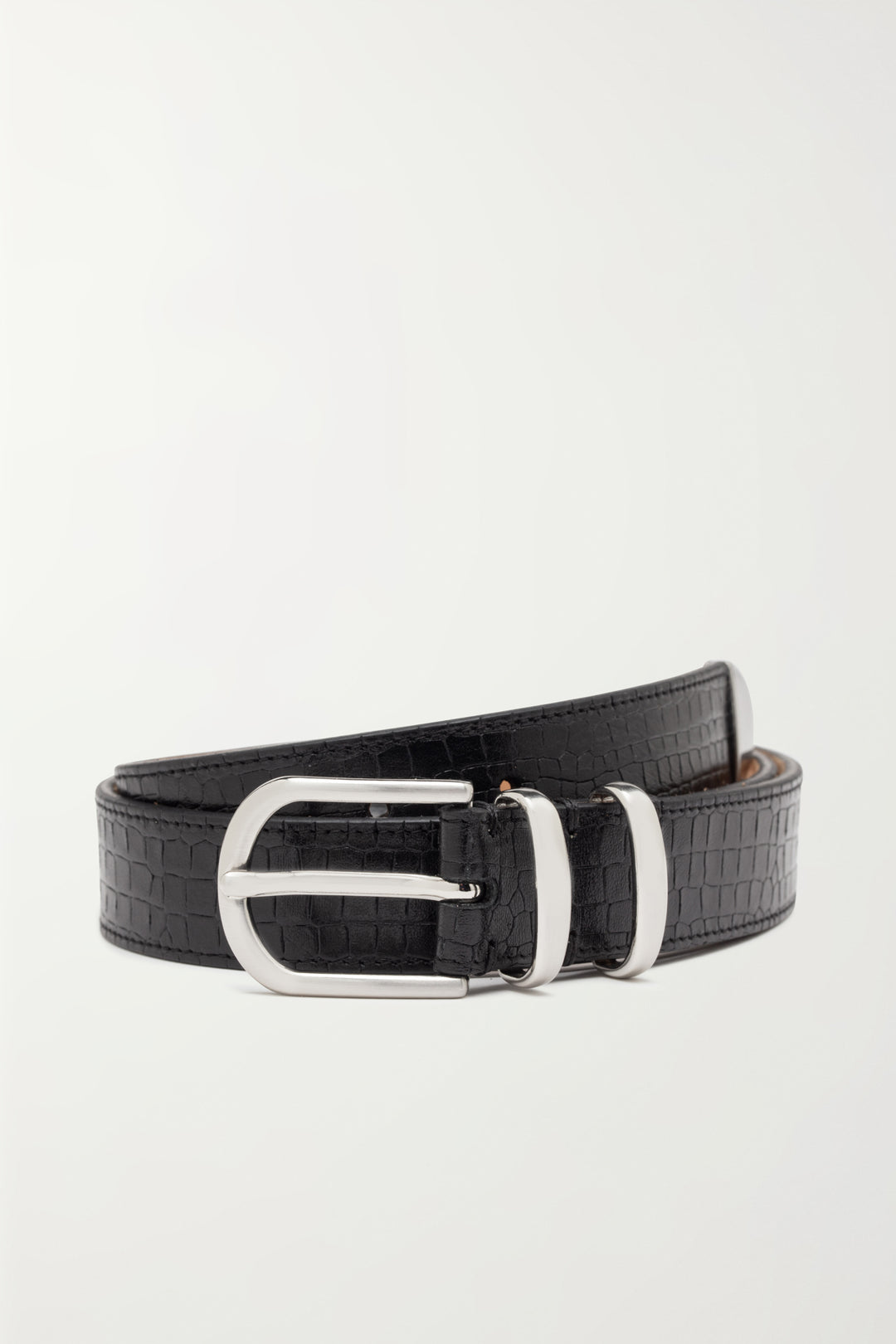 CASHOTT CASANDREA Croco Belt Leather Belt Black