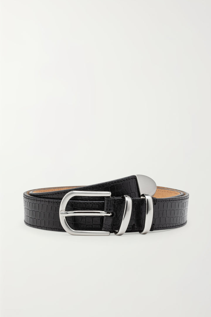CASHOTT CASANDREA Croco Belt Leather Belt Black
