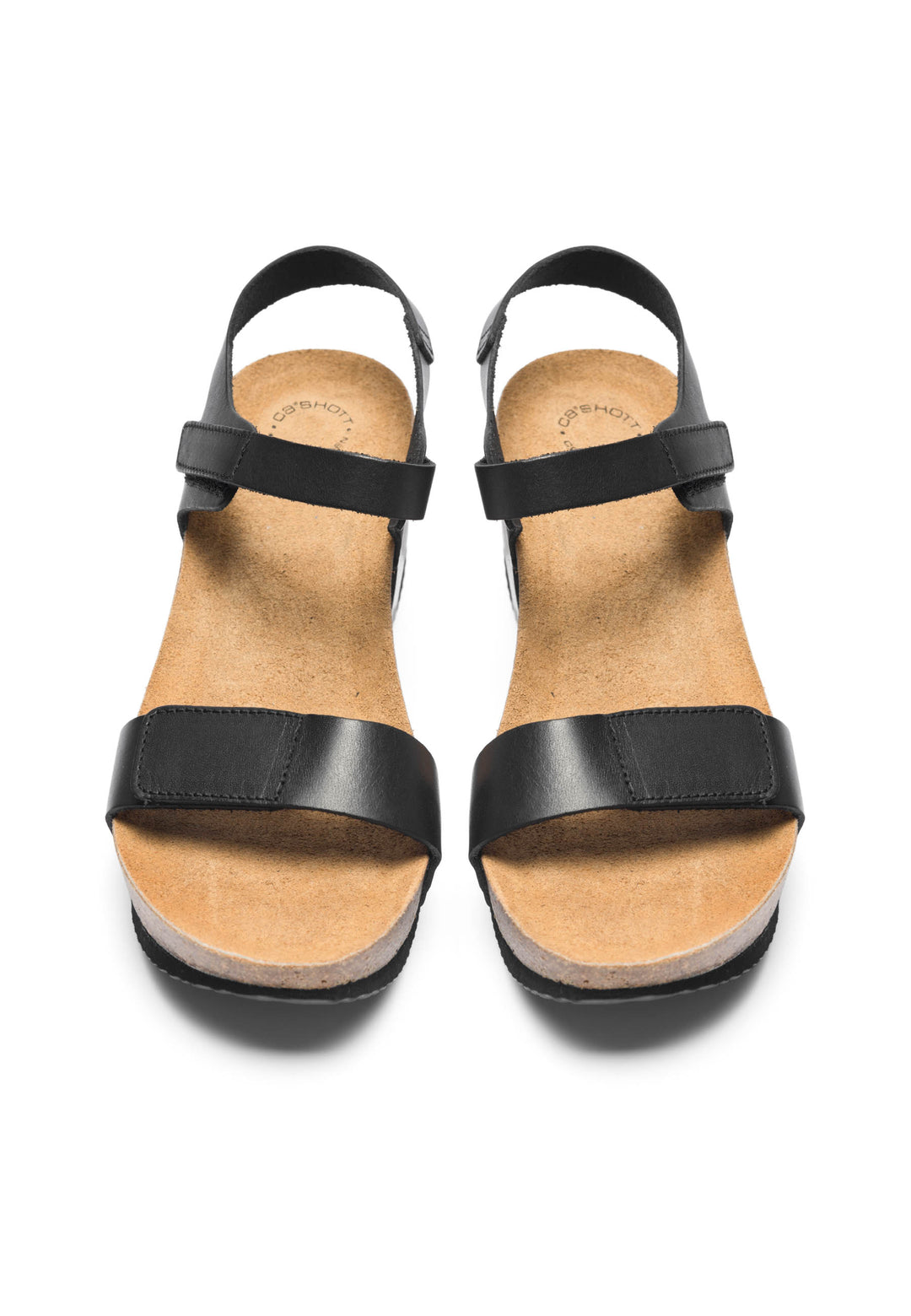 CASHOTT CASANNI Velcro Sandal Vegetable Tanned Leather Velcro Black