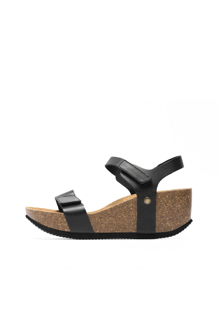 CASHOTT CASANNI Velcro Sandal Vegetable Tanned Leather Velcro Black