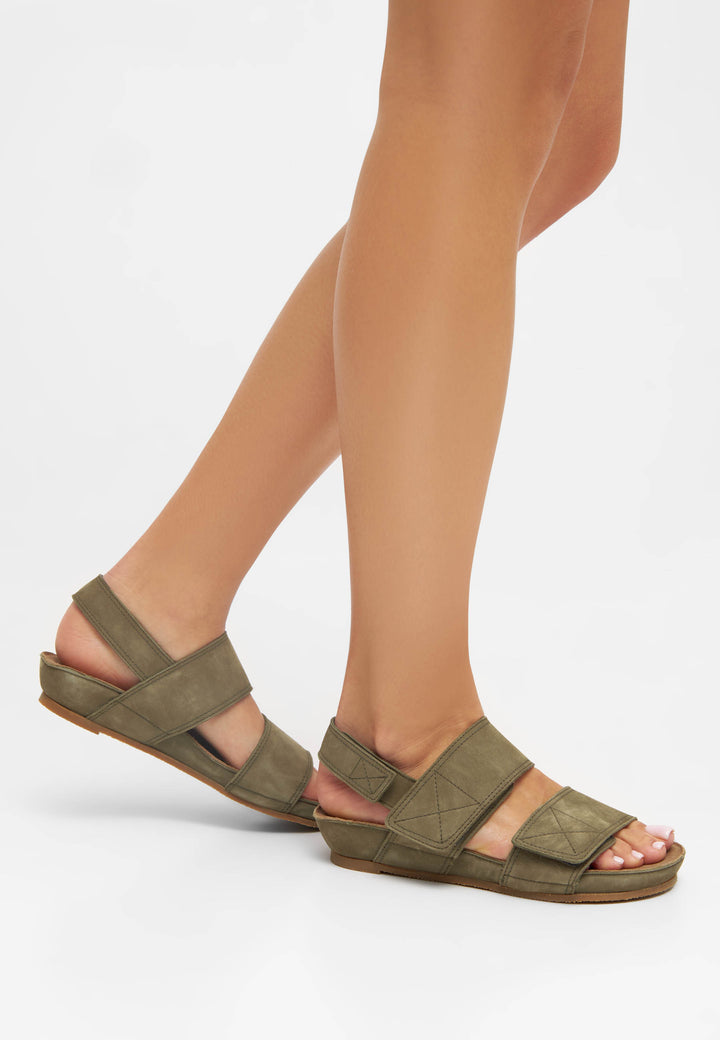 CASHOTT CASAVA Velcro Sandal Nubuck Velcro Olive