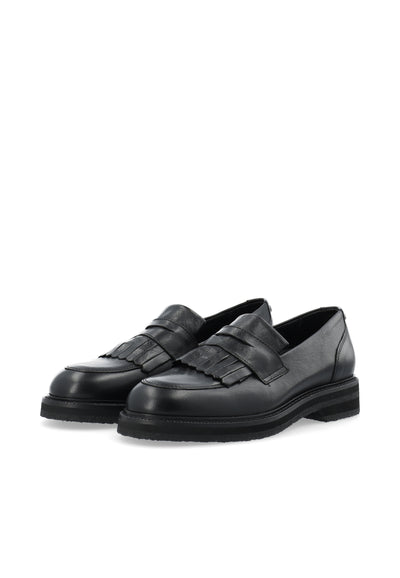 CASHOTT CASBETTY Loafer W. Fringes Leather Loafers Black