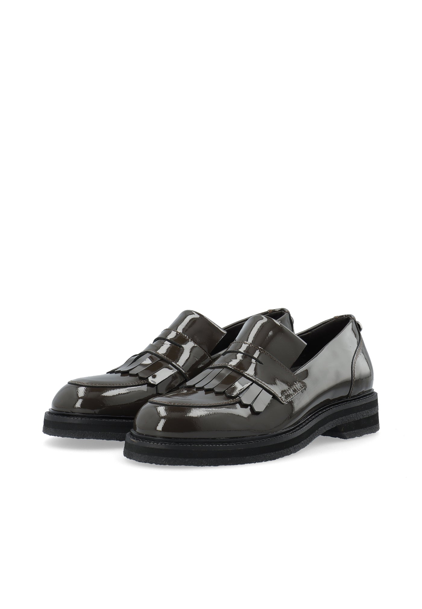 CASHOTT CASBETTY Loafer W. Fringes Patent Leather Tassel Coffee