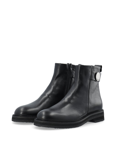 CASHOTT CASBETTY Zip Boot Leather Zip Boot Black