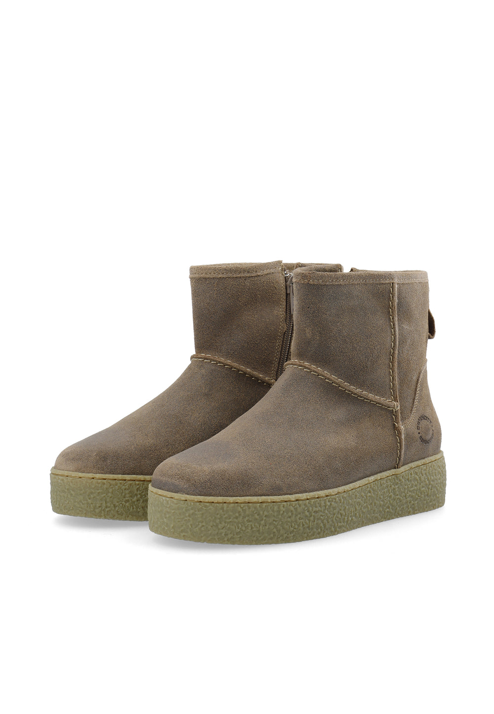CASHOTT CASCAMILLA Boot W. Inside Zip Semi Warm Lining Oil Suede Ankle Boots Beige