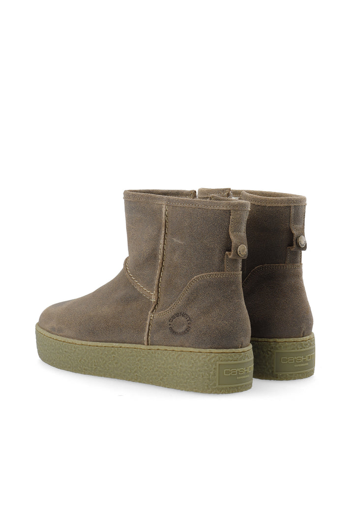 CASHOTT CASCAMILLA Boot W. Inside Zip Semi Warm Lining Oil Suede Ankle Boots Beige