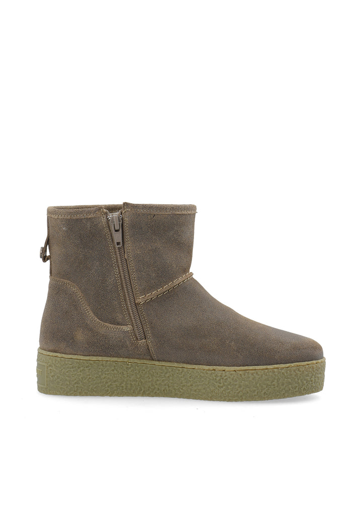 CASHOTT CASCAMILLA Boot W. Inside Zip Semi Warm Lining Oil Suede Ankle Boots Beige