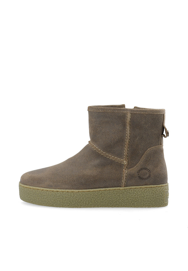 CASHOTT CASCAMILLA Boot W. Inside Zip Semi Warm Lining Oil Suede Ankle Boots Beige