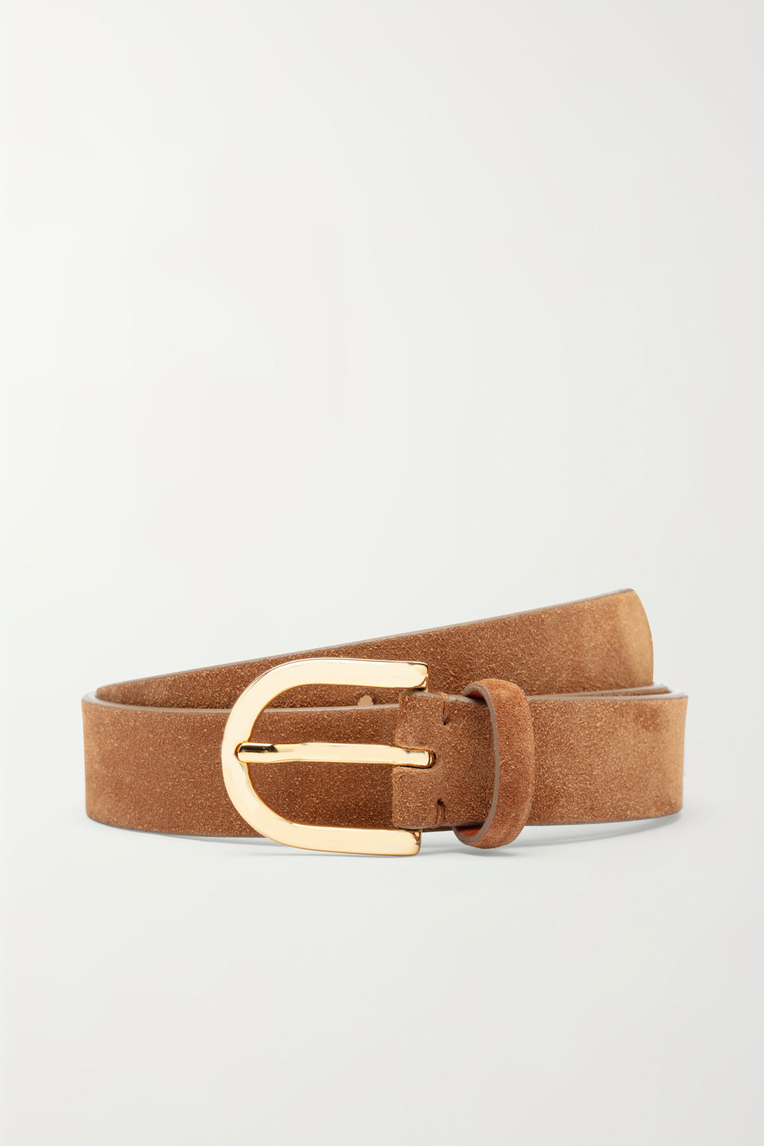 CASHOTT CASCHRISTINA Plain Belt Suede Belt Cognac