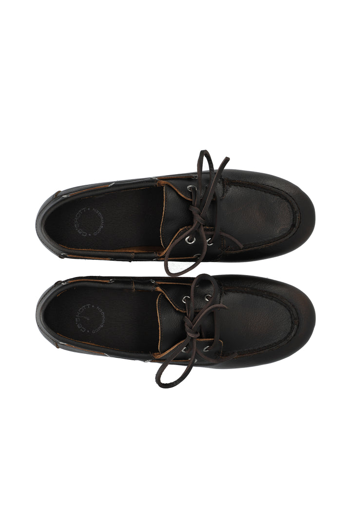CASHOTT CASCILLE Boat Shoe Distressed Leather Boat Brown Distressed