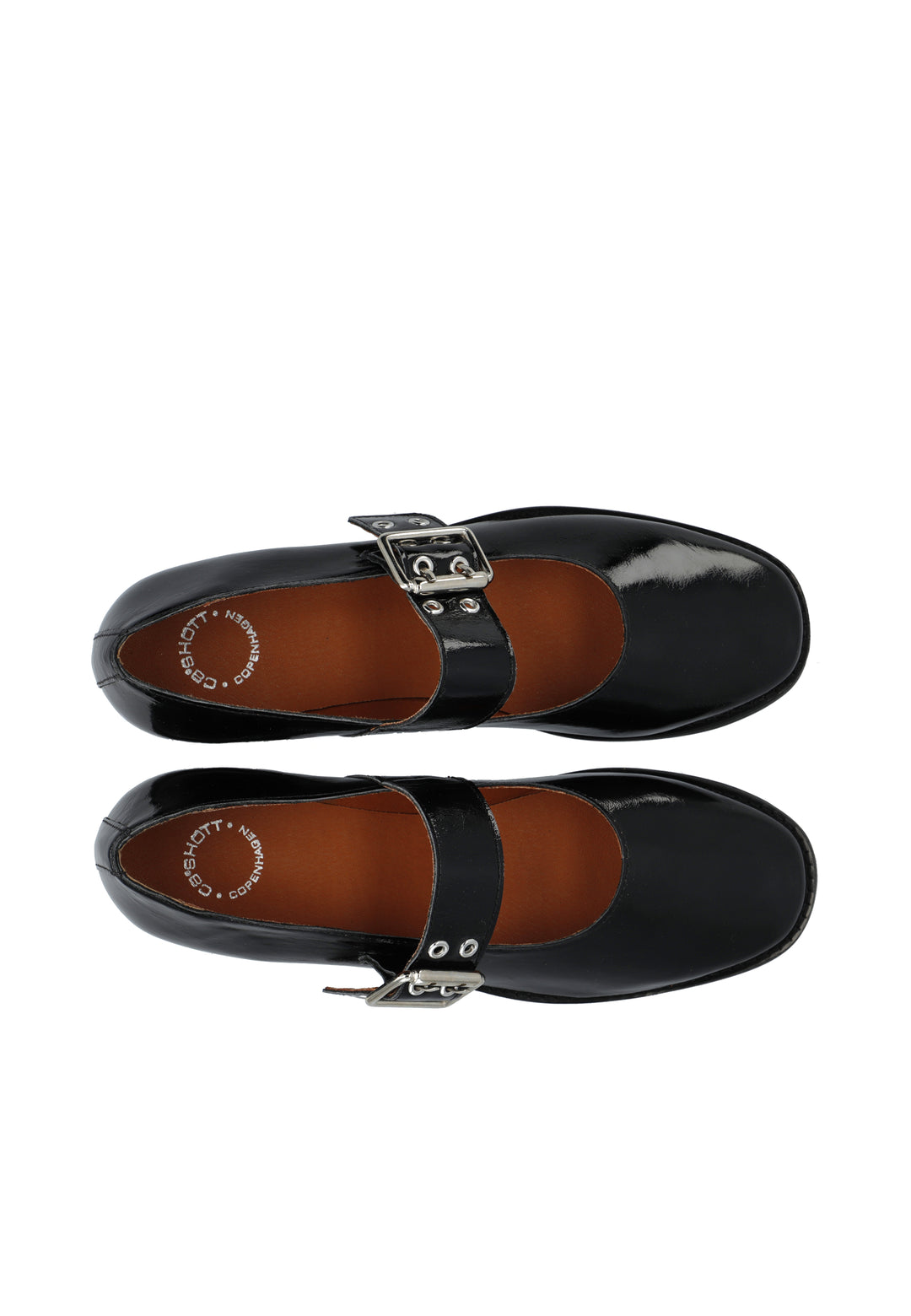 CASHOTT CASDIANA Single Strap Ballerina Nappa Lak *Mary Jane Black/Black