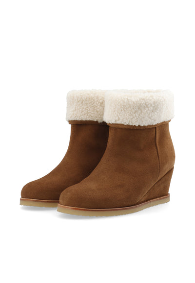 CASHOTT CASDONNA Pull On Boot Warm Lining Suede Pull On Toffee