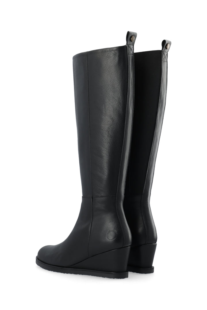 CASHOTT CASDONNA Tall Boot W. Elastic Leather Knee-high Black