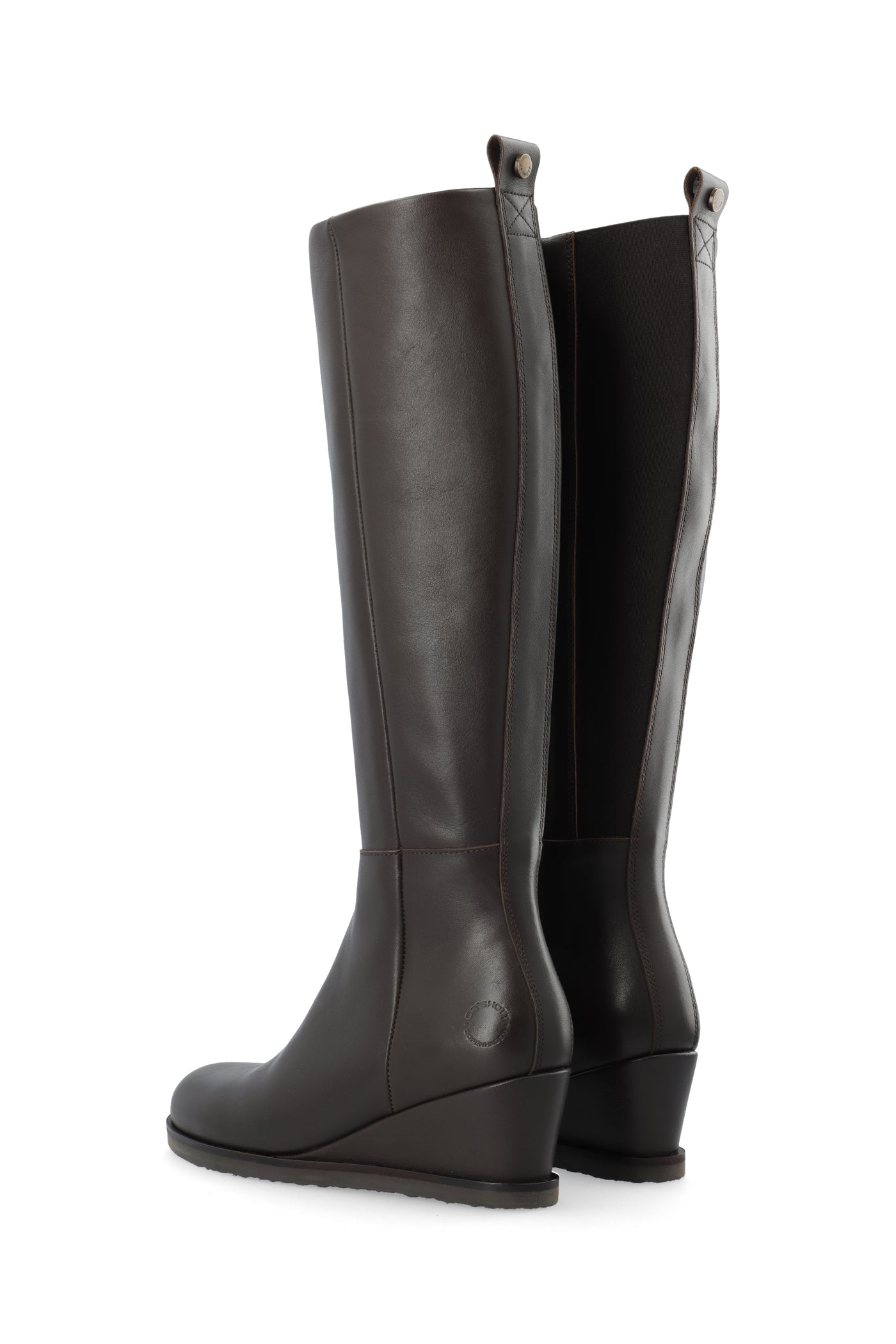 CASHOTT CASDONNA Tall Boot W. Elastic Leather Knee-high Coffee