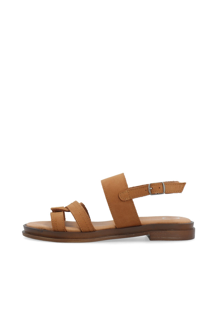 CASHOTT CASELIA Strappy Flat Sandal Leather *Sandals Cognac