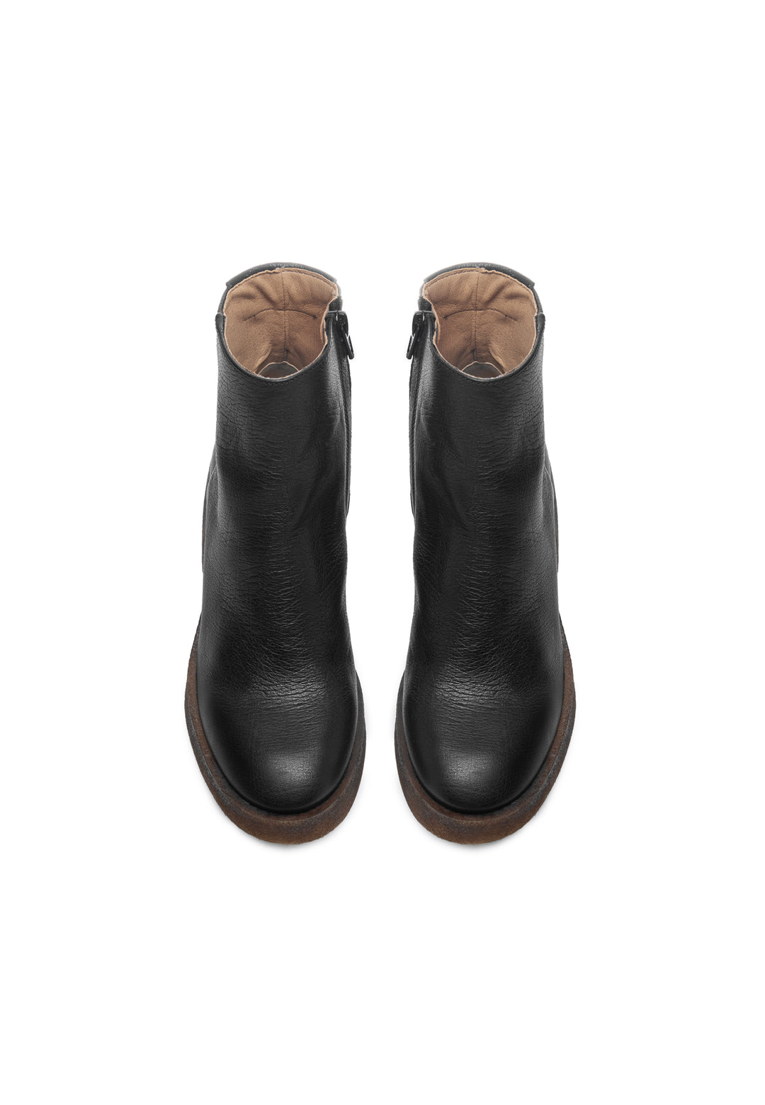 CASHOTT CASEMILY Zip Boot Leather Vegetable Tanned Zip Boot Black Narrow Fit