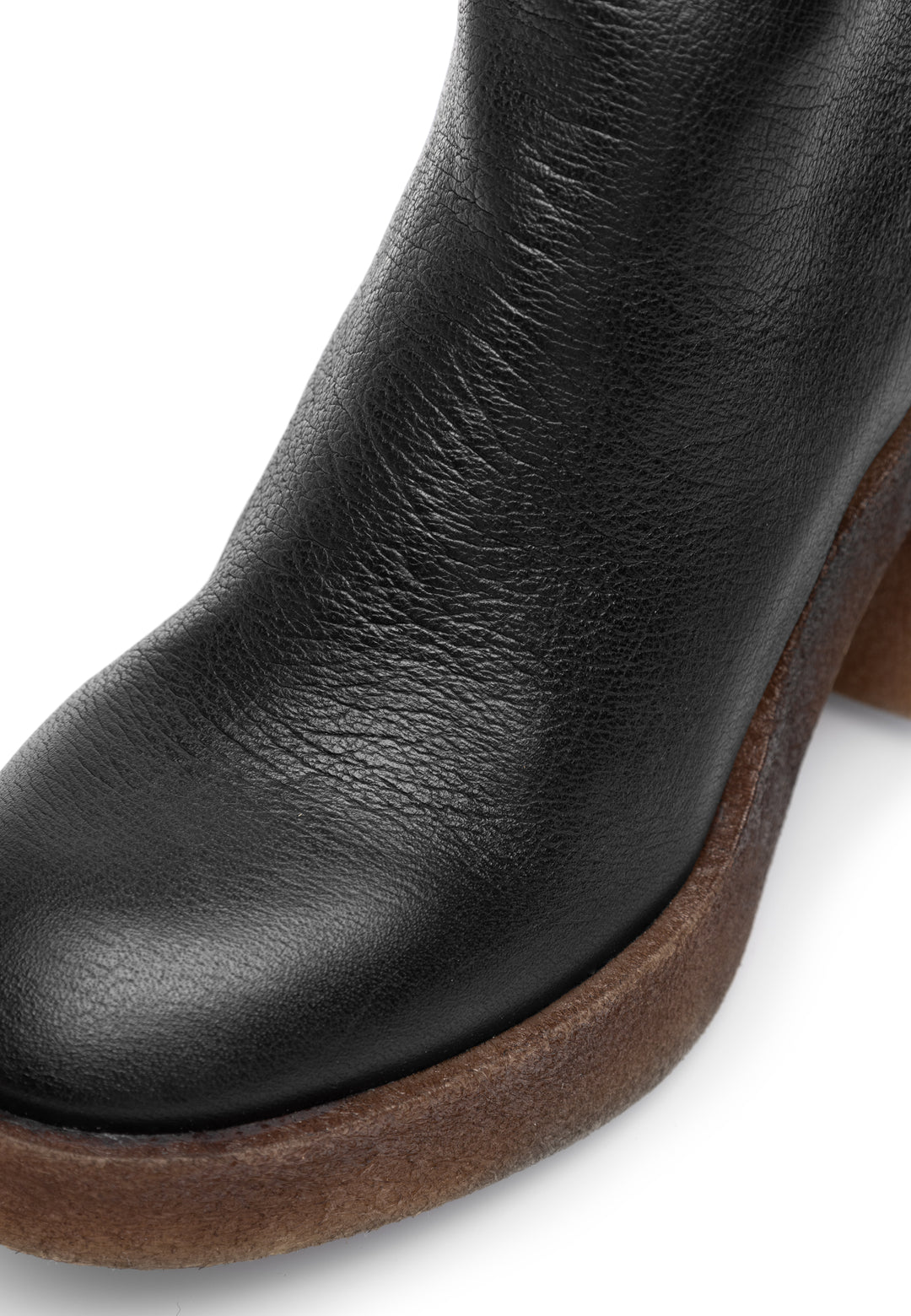 CASHOTT CASEMILY Zip Boot Leather Vegetable Tanned Zip Boot Black Narrow Fit