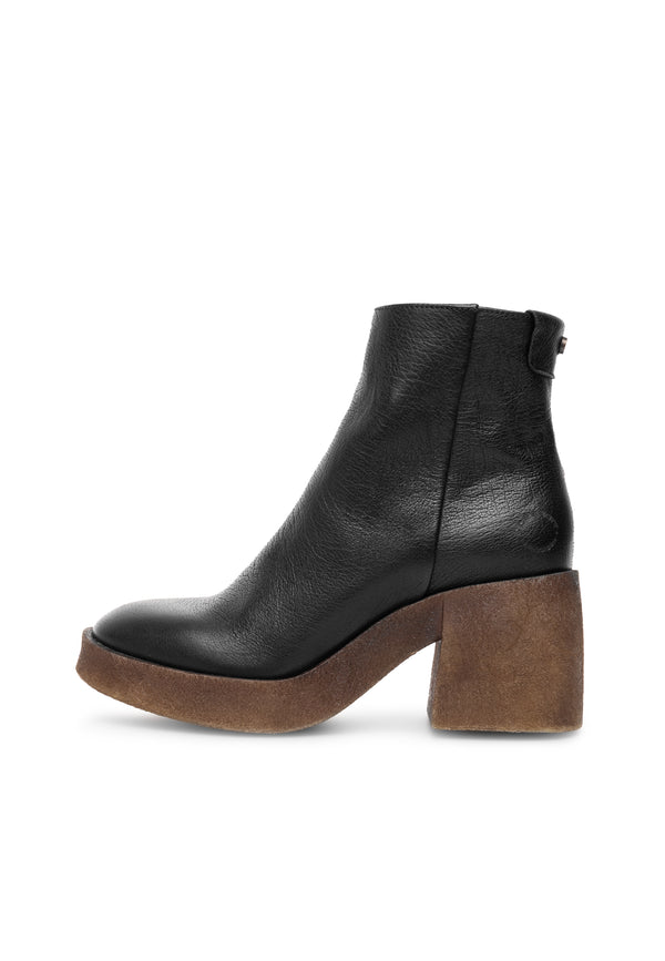 CASHOTT CASEMILY Zip Boot Leather Vegetable Tanned Zip Boot Black Narrow Fit