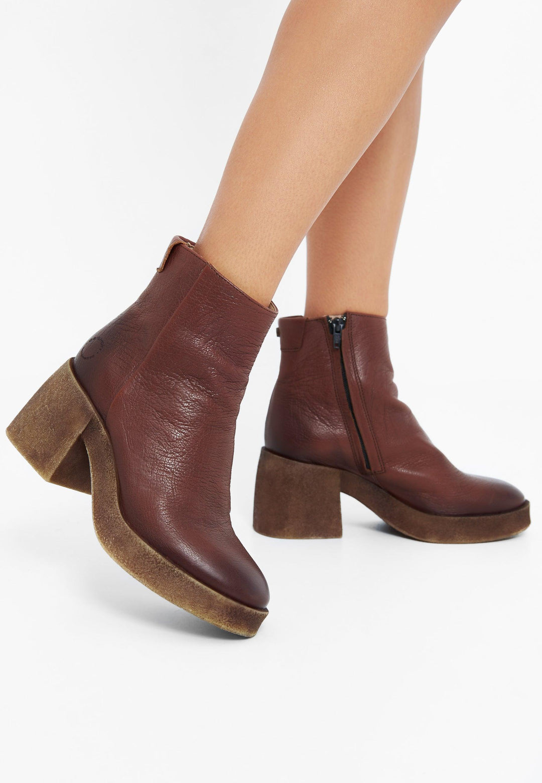 CASHOTT CASEMILY Zip Boot Leather Vegetable Tanned Zip Boot Cognac