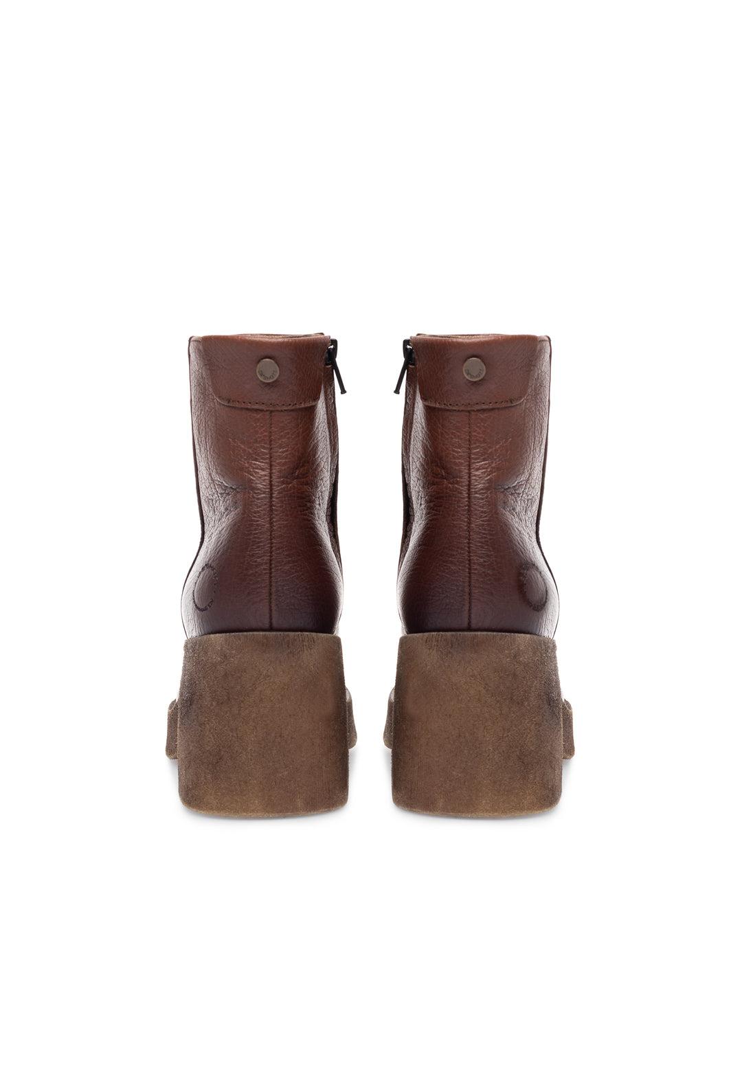 CASHOTT CASEMILY Zip Boot Leather Vegetable Tanned Zip Boot Cognac Narrow Fit