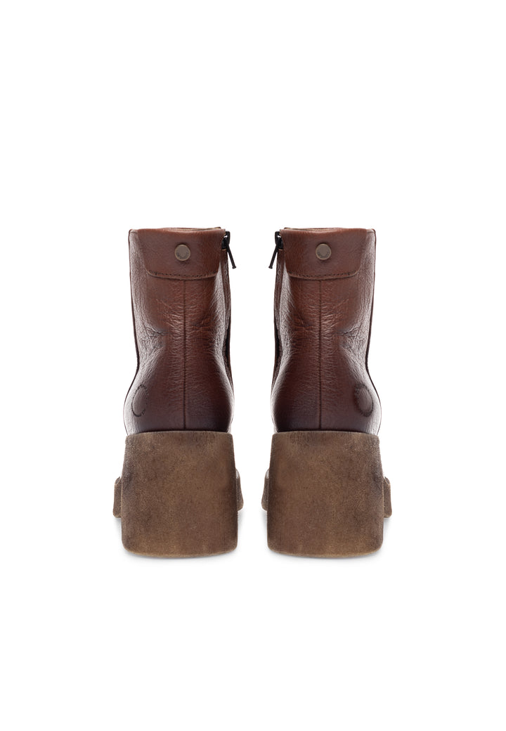 CASHOTT CASEMILY Zip Boot Leather Vegetable Tanned Zip Boot Cognac Narrow Fit