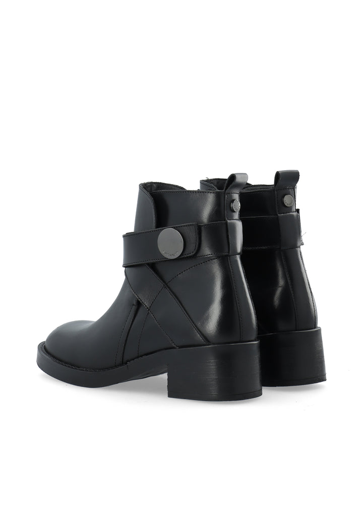 CASHOTT CASJOSEFINE Zip Boot Leather Zip Boot Black