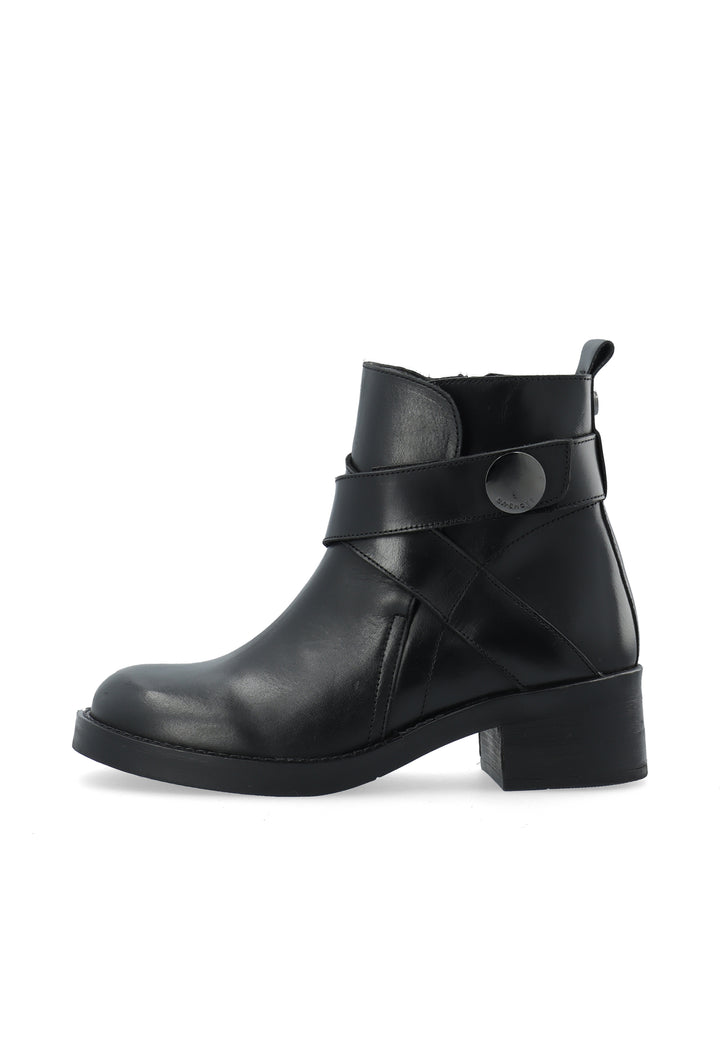 CASHOTT CASJOSEFINE Zip Boot Leather Zip Boot Black