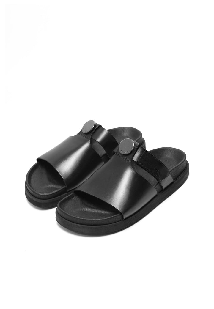 CASHOTT CASKIMMI Slide Vegetable Tanned Leather Slides Black