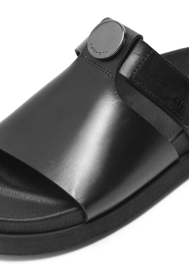 CASHOTT CASKIMMI Slide Vegetable Tanned Leather Slides Black