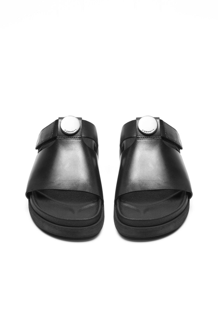 CASHOTT CASKIMMI Slide Vegetable Tanned Leather Slides Black