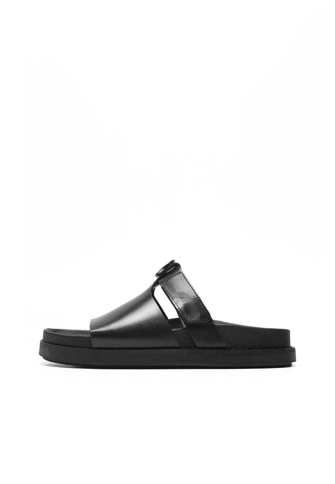 CASHOTT CASKIMMI Slide Vegetable Tanned Leather Slides Black