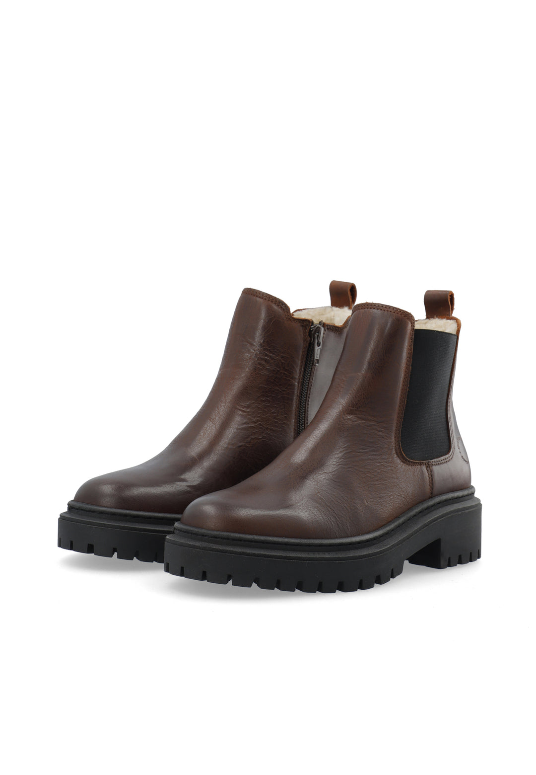 CASHOTT CASLEA Chelsea Boot Warm Lining W. Inside Zip Pull Up Leather Chelsea Coffee