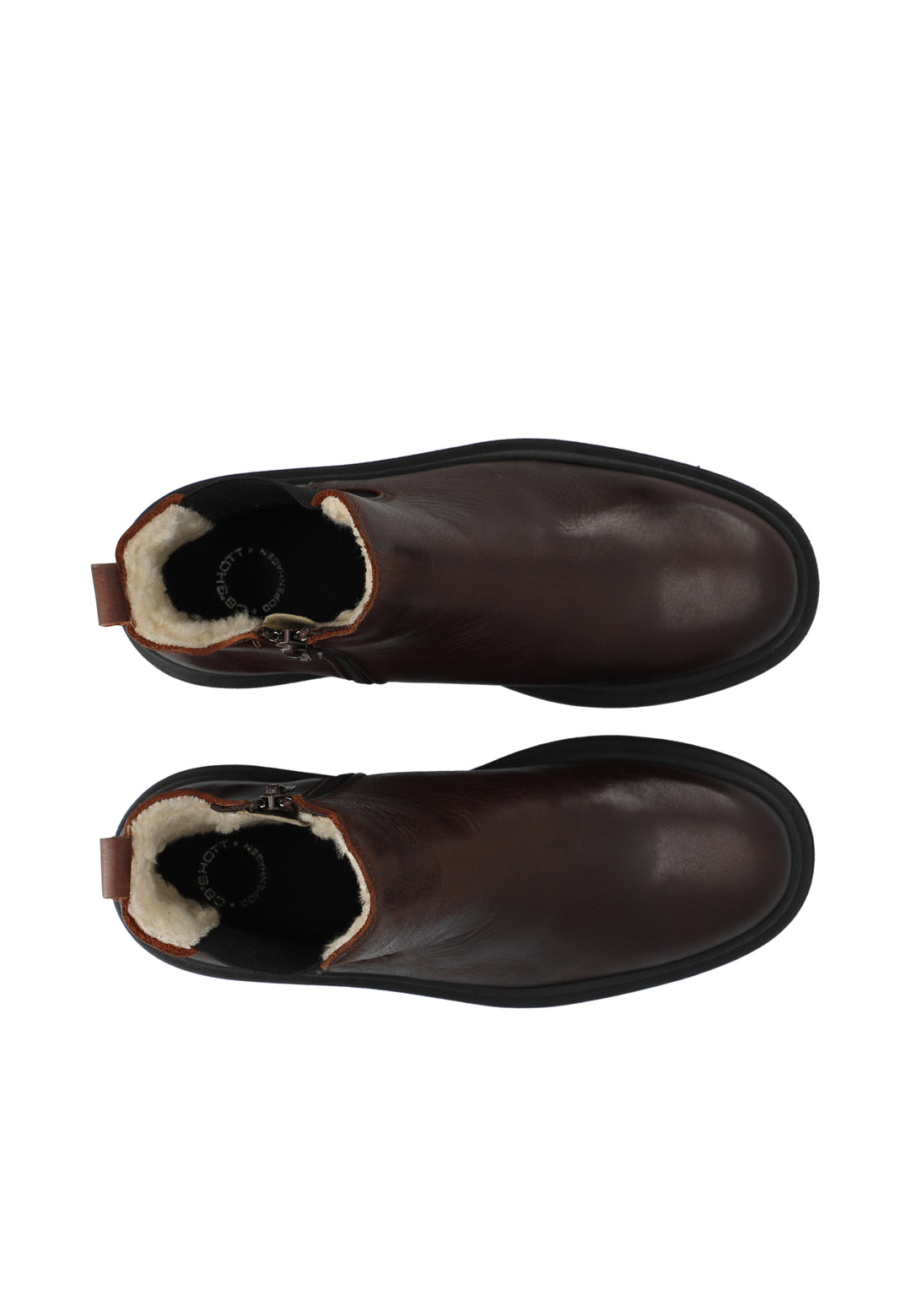 CASHOTT CASLEA Chelsea Boot Warm Lining W. Inside Zip Pull Up Leather Chelsea Coffee