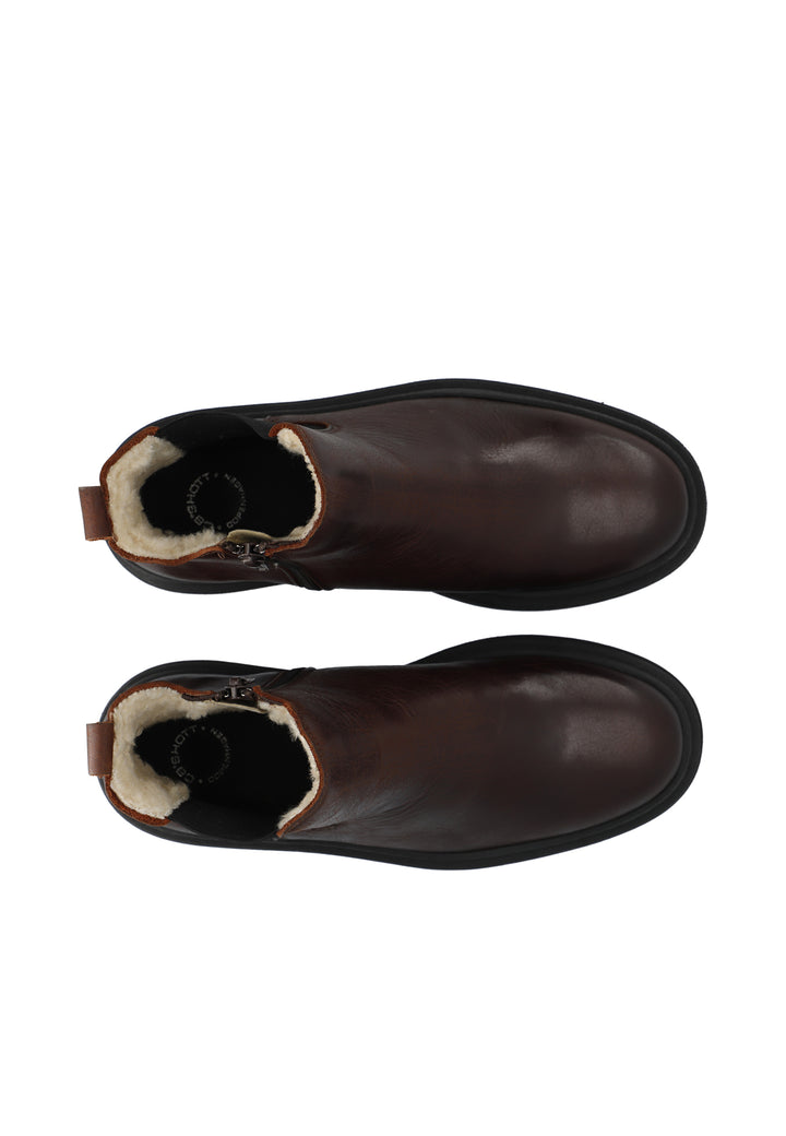 CASHOTT CASLEA Chelsea Boot Warm Lining W. Inside Zip Pull Up Leather Chelsea Coffee