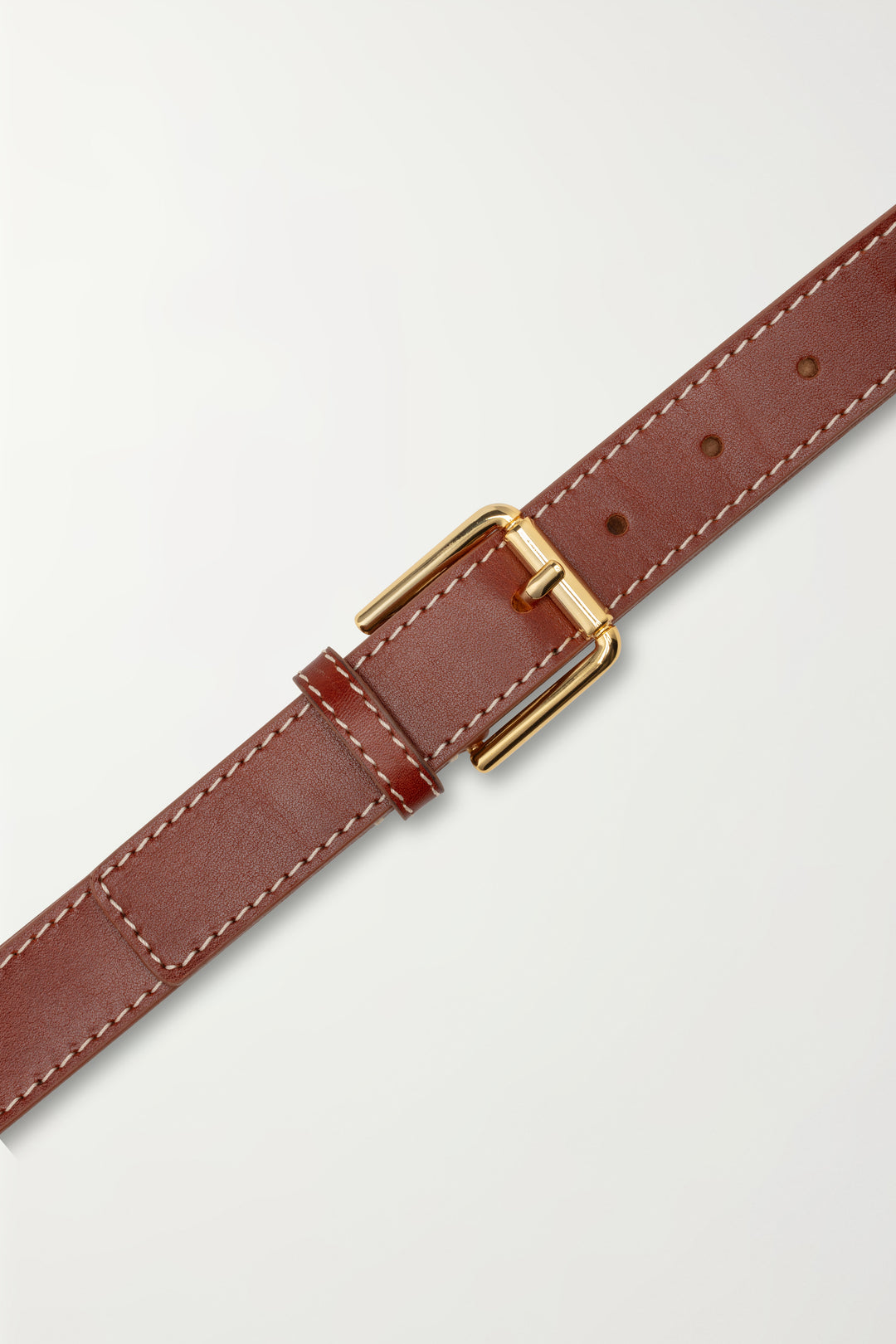 CASHOTT CASLILY Belt W. Stitch Leather Belt Cognac