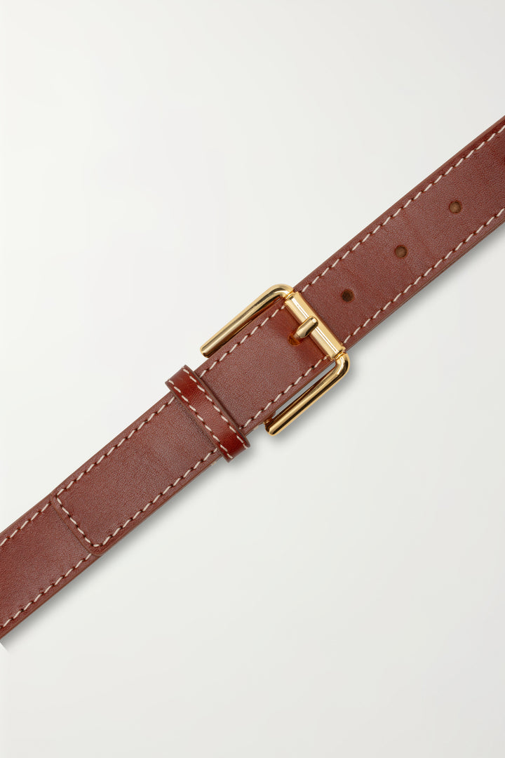 CASHOTT CASLILY Belt W. Stitch Leather Belt Cognac