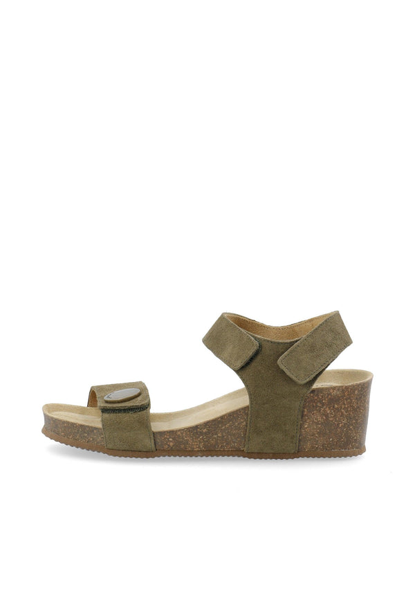 CASHOTT CASMETTE Velcro Sandal Suede Velcro Olive